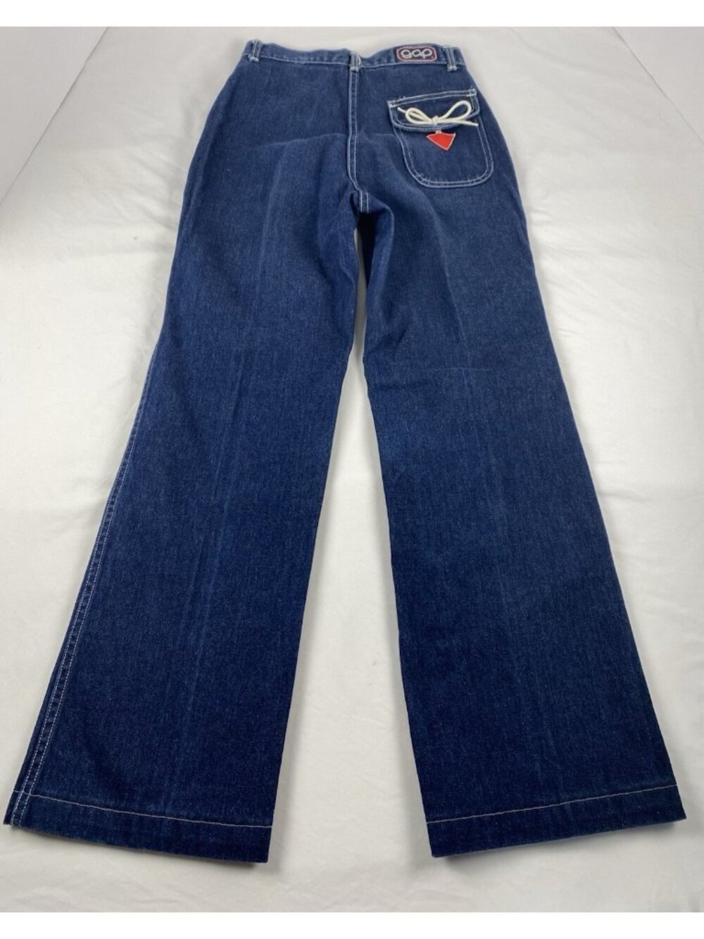 VTG 80s Style Jrs / Womens High Rise Size 7 Wide Leg Deep Pocket Tie Back Pocket - Picture 3 of 13